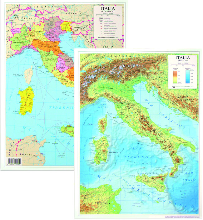 Augusto Berni SPA - CARTA GEOGRAFICA ITALIA BIFACCIALE